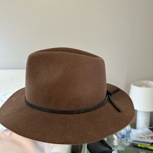 Brixton Brown Felt Rancher Hat with Dark Trim